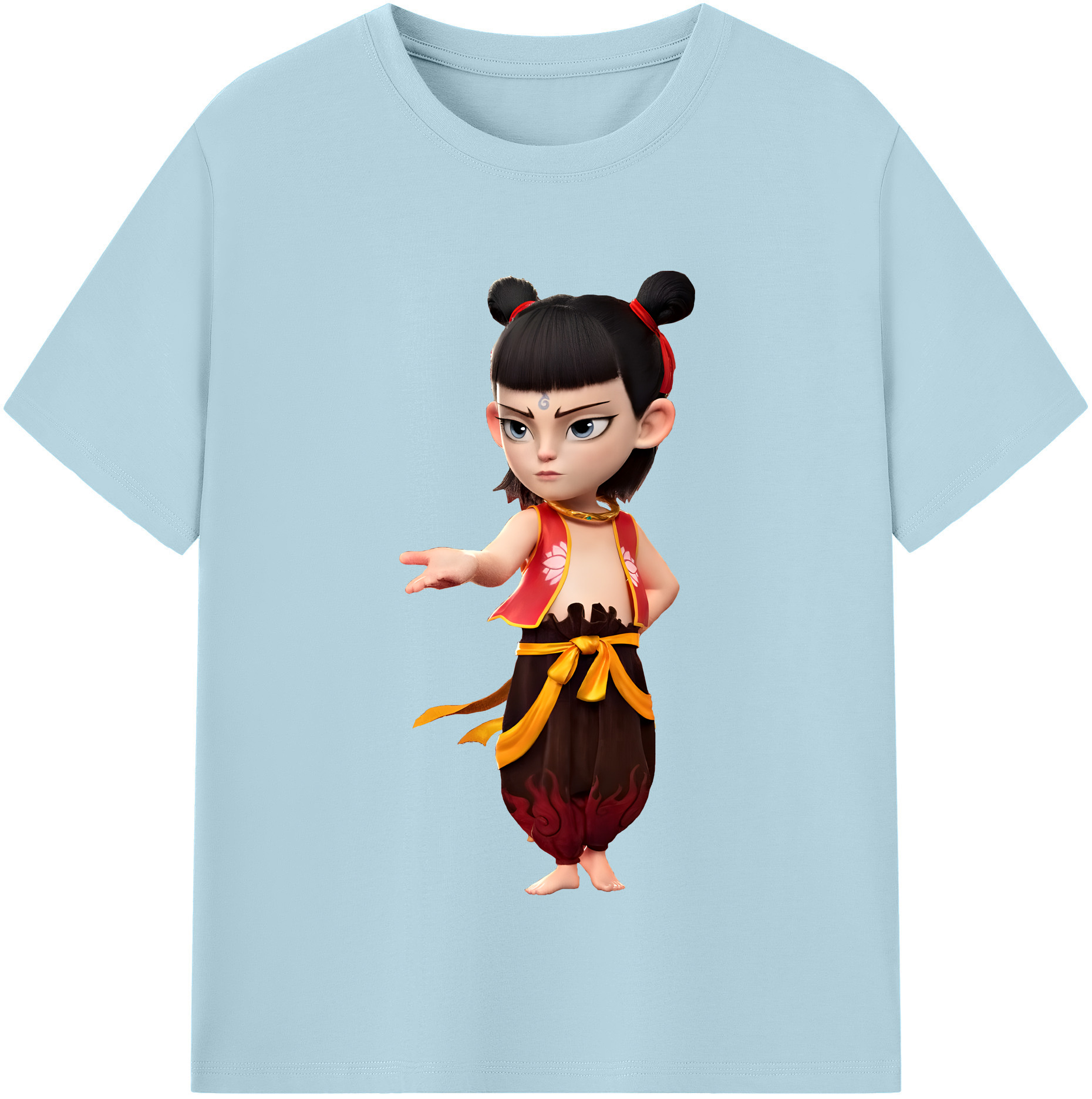（画像用） Ne Zha 2 ナタ 魔童の大暴れ 綿100％半袖Tシャツ（フロントプリント）